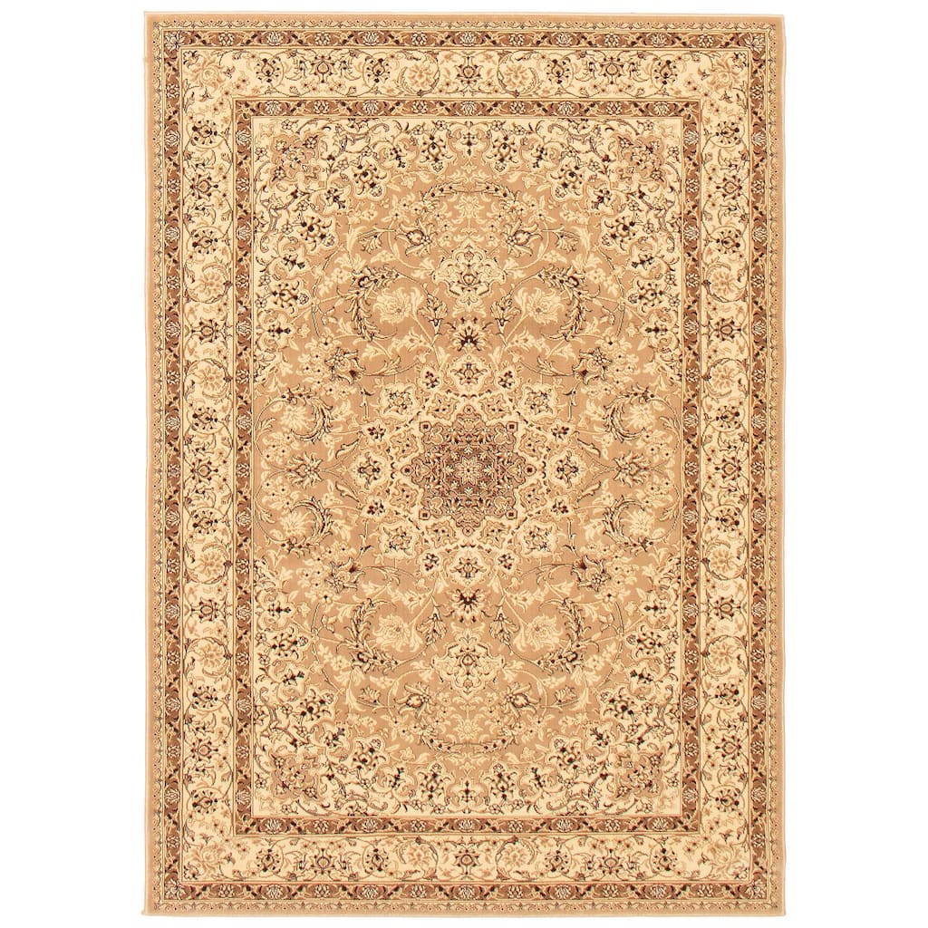 ECARPETGALLERY Machine Woven Lotus Mod Tan Polypropylene Rug - 5'3 x 7'7