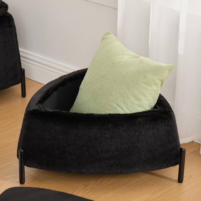 2 Piece Fabric Storage Footstool Set Footstool Shoe Stool with Metal Legs