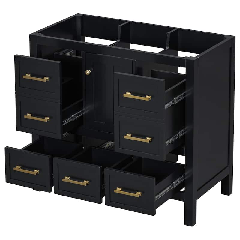 GDFStudio - Merrow Modern Freestanding Bathroom Vanity with with 5 Drawers& Soft Closing Doors (NOT INCLUDE BASIN SINK)