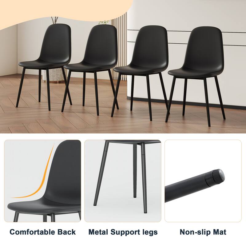 Modern Mid-Century Stable Comfortable Black Dining Chair Set of 4 Upholstered Side Chairs