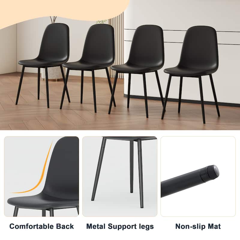 Modern Minimalist Black Dining Chair Set - 6 Chairs per Box, Stable and Comfortable