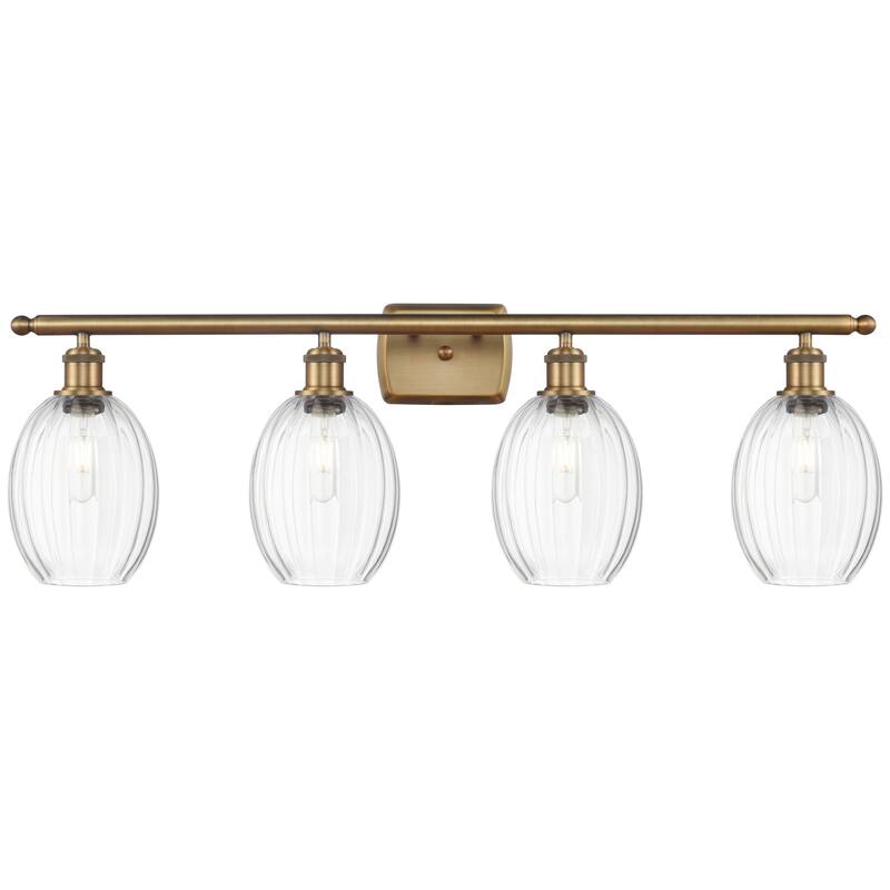Innovations Lighting Endless Possibilities Ballston - Preston - 4 Light 36" Bulb Shade Bath Vanity Light - Clear/Brushed Brass