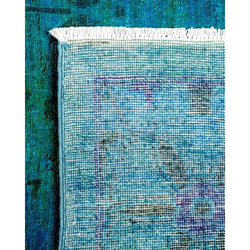 Overton Hand Knotted Wool Vintage Inspired Modern Contemporary Overdyed Blue Area Rug - 3' 0" x 5' 5"