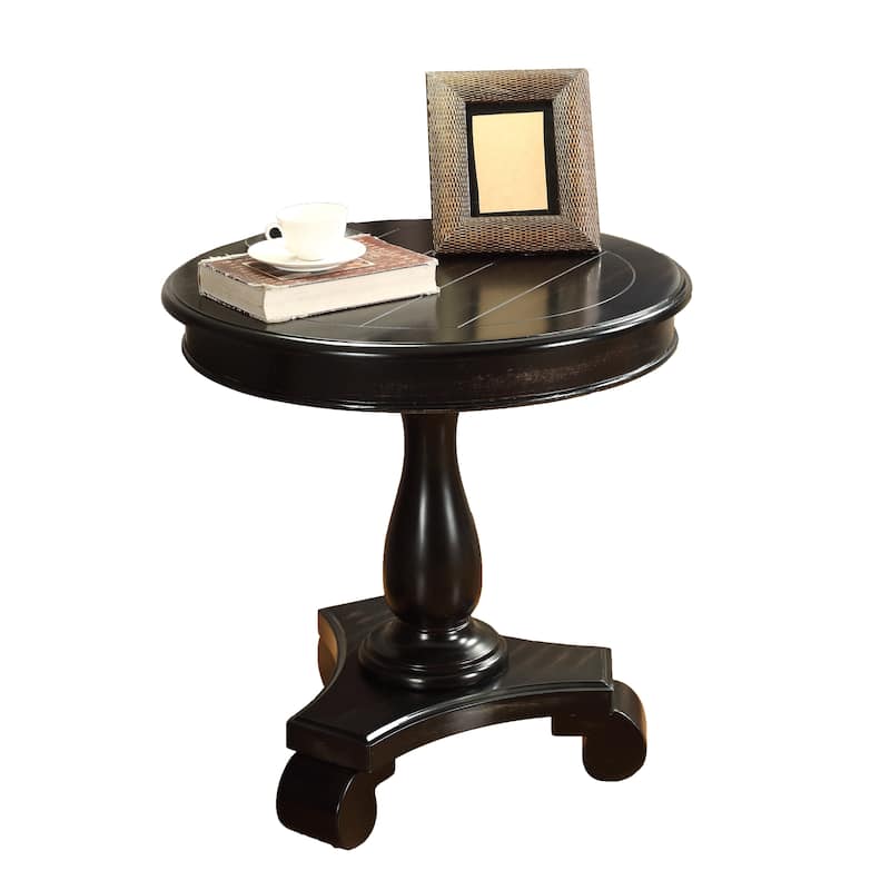 Rene Round Wood Pedestal Side Table