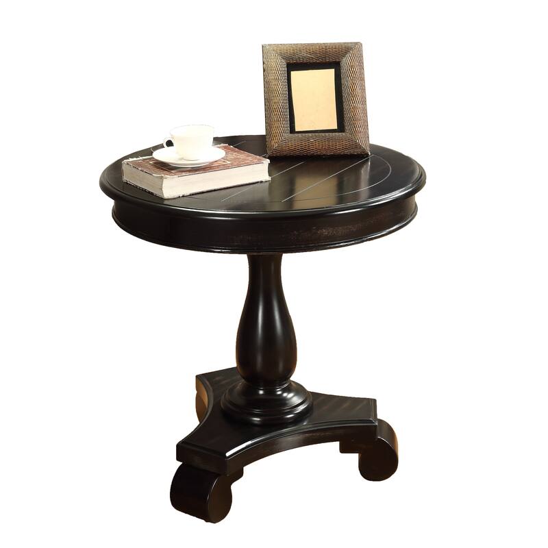 Transitional Round Wood Pedestal Side Table, Perfect for Living Room