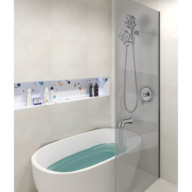 Complete Shower System with Tub Shower Faucet Set 5in Head Matte Black