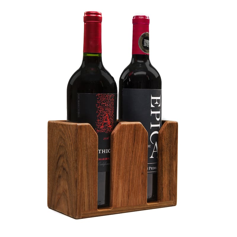 Teak Wine Bottle Storage/Holder - Two Bottle Holder