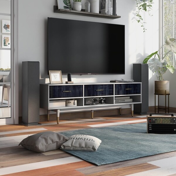 3 drawer mid century modern tv stand top