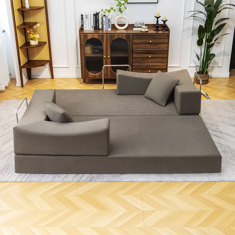 2-in-1 Convertible Sofa Bed, Memory Foam Mattress, No Assembly, Space-Saving for Living Room, Bedroom