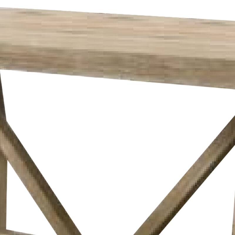 Gexy Dining Table, 84 Inch, Brown Oak Veneer, Trestle Angled Base - Oak Brown