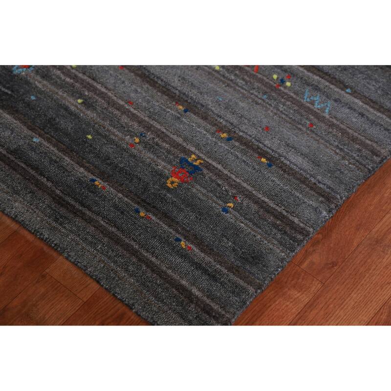 Hand Knotted Oriental 100% Wool Carpet Tribal Tribal Greys & Charcoal Gabbeh Area Rug - 8' 2'' X 8' 3''