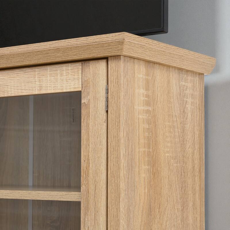 Farmhouse 35" Freestanding Buffet with Hutch, Tall Kitchen Pantry Cabinet with Wine Rack, Drawer, and Adjustable Shelves