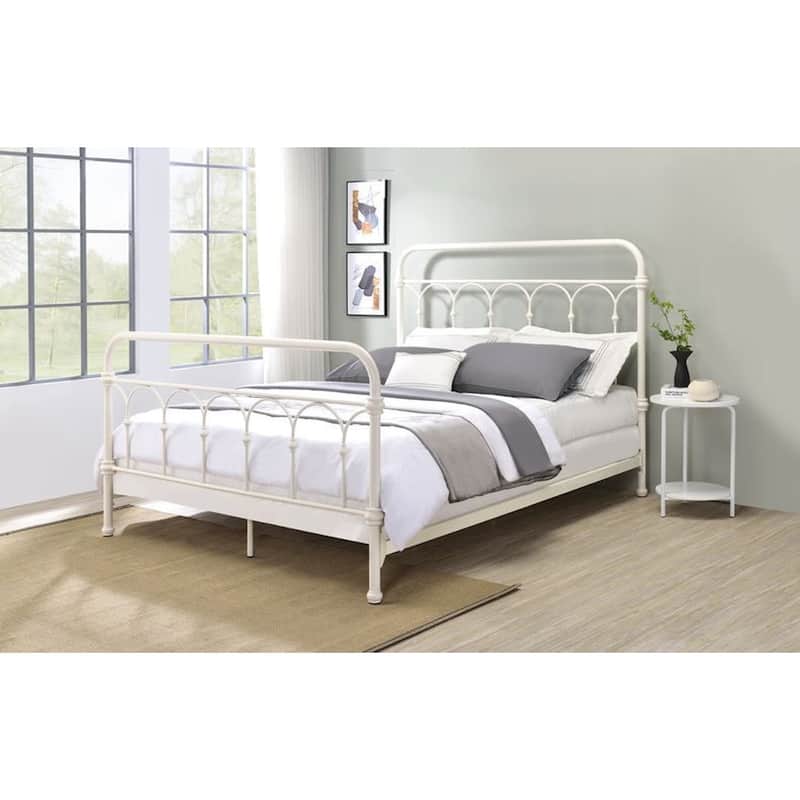 Metal Bed in White Finish