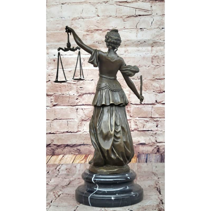 Lady Justice Bronze Statue – Elegant Symbol Of Law And Fairness On Marble Base