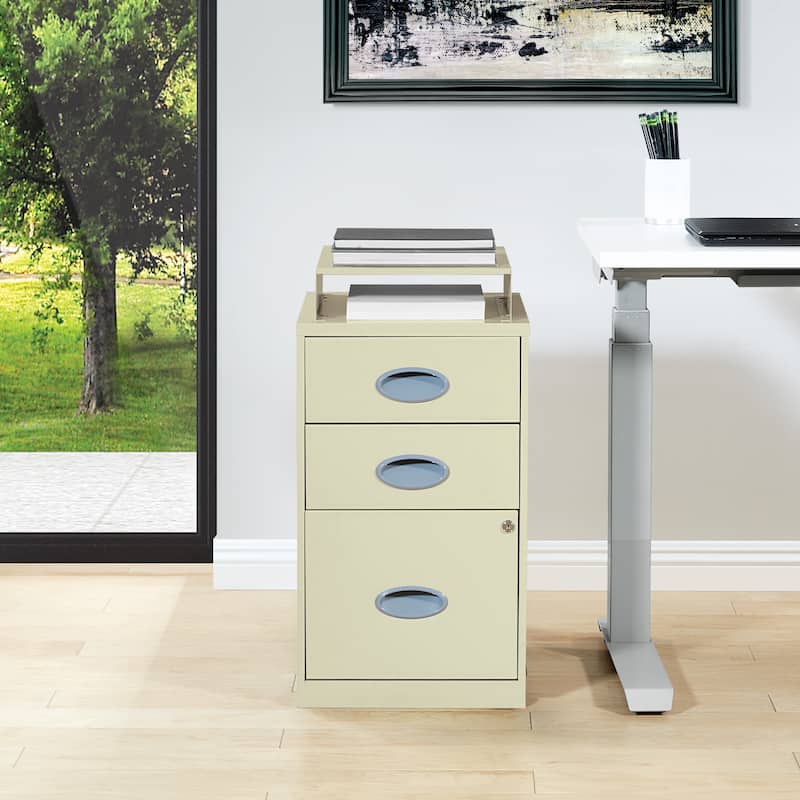 Metal File Cabinet - Tan 3 Drawers