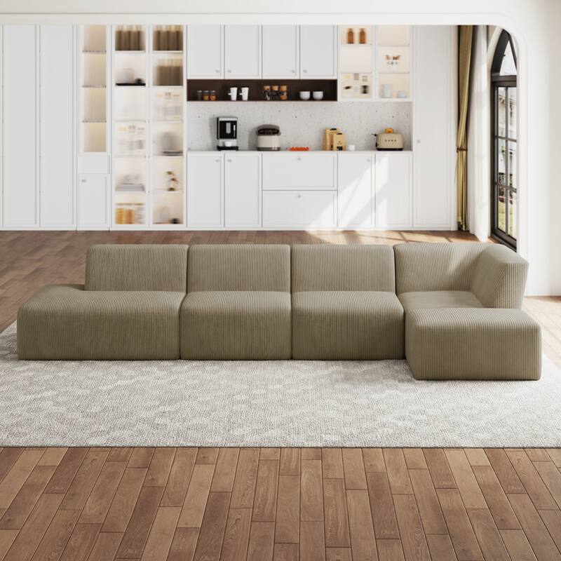 Oversized Corduroy Modular Sectional Fabric Sofa Set