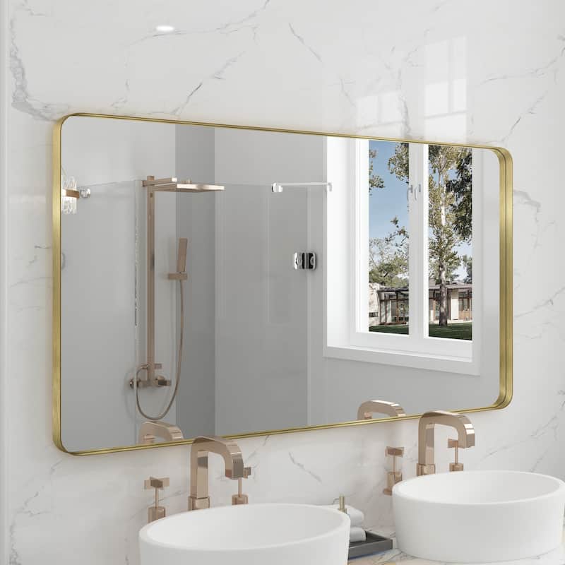 QuivaraView Rectangular Aluminum Framed Bathroom Vanity Mirror - 55" x 30" - Brushed Gold
