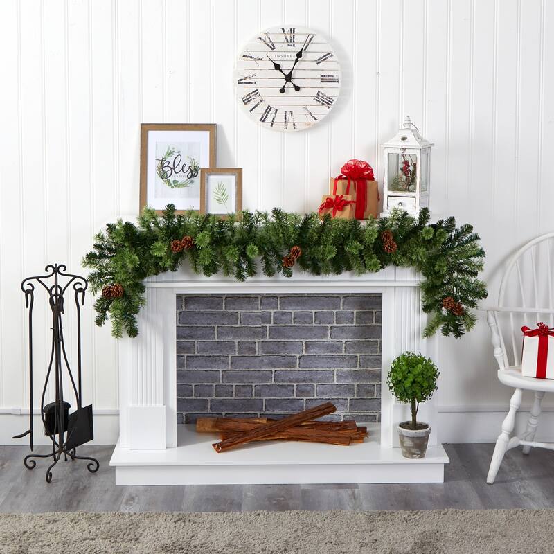 6' x 10” Pre-Lit Pinecone Artificial Christmas Garland, Clear LED Lights