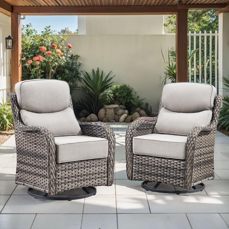 Arcadia Wicker Patio Swivel Glider Chairs with 6-Inch Cushions (2-Pack)