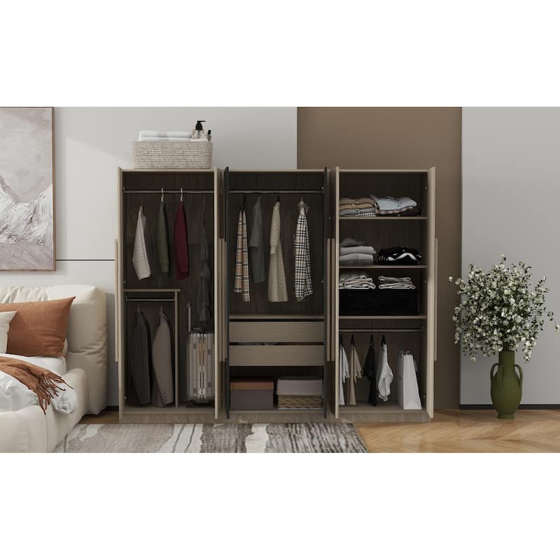 6-Doors Wooden Wardrobe Storage for Bedroom