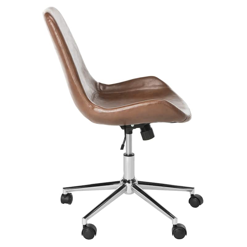 SAFAVIEH Mireya Brown/ Chrome Swivel Office Chair - 22Wx26Dx32H