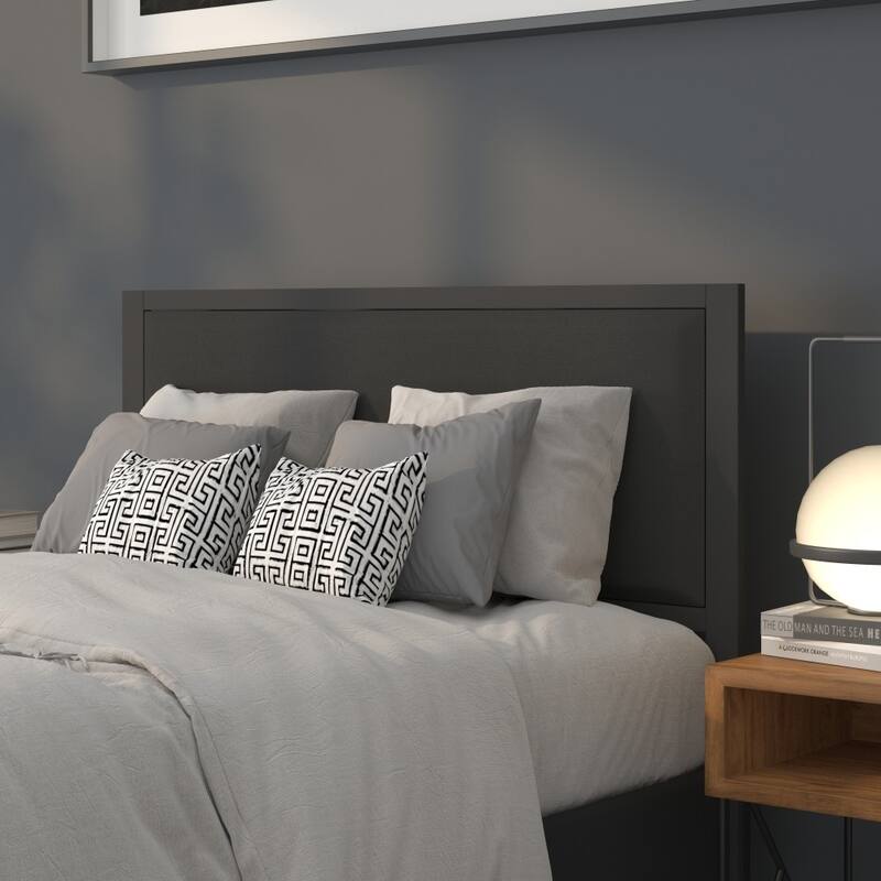 Metal Upholstered Headboard - Modern Headboard - Black - Full