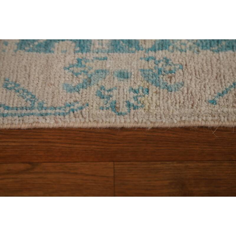 Geometric Oriental Oushak Turkish Wool Rug Hand-knotted Foyer Carpet - 2'0" x 3'11"