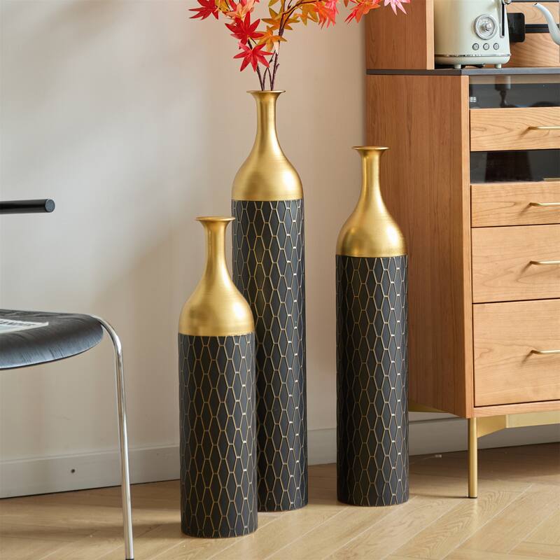 Home Decorated Floor Metal Vases (Set of 3)