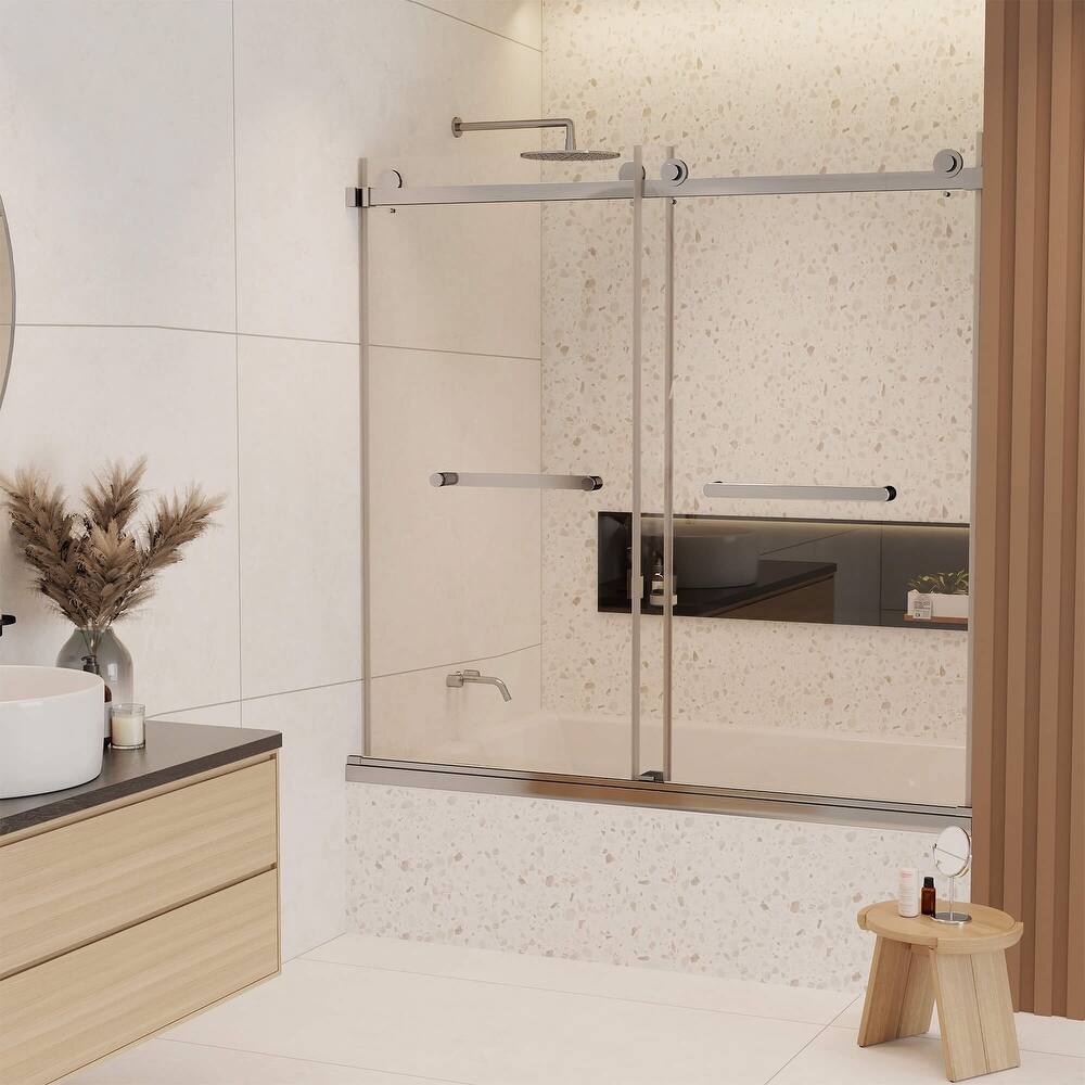 Fine Fixtures 60" Frameless Double Sliding Tub Door - 60" x 66"