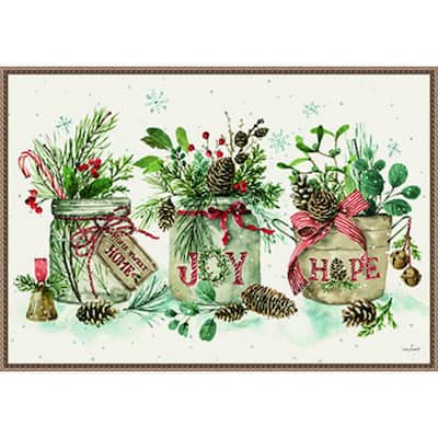 Holiday Spirit I by Lisa Audit (33 x 23 in.), Framed Canvas Wall Art Print - Sylvie Beaded Dark Gold