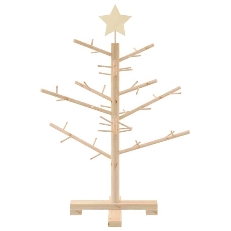 vidaXL Wooden Christmas Tree with Stand Natural/Brown Solid pine wood