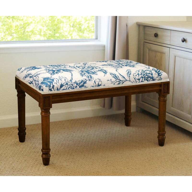 Navy Penoy Bench with Wood Stain Finish