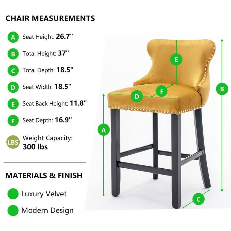 Upholstered Wing Back Bar Stools (Set of 4)