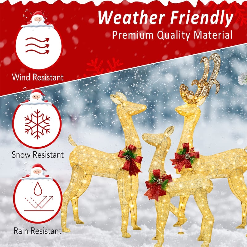 Futzca 3 Deer Family Christmas Lights, Outdoor/Indoor Holiday Decoration