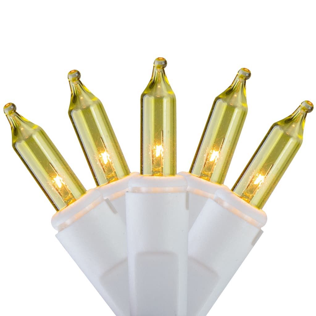 Set of 100 Yellow Mini Icicle Christmas Lights - 7.8ft White Wire - 7.8'