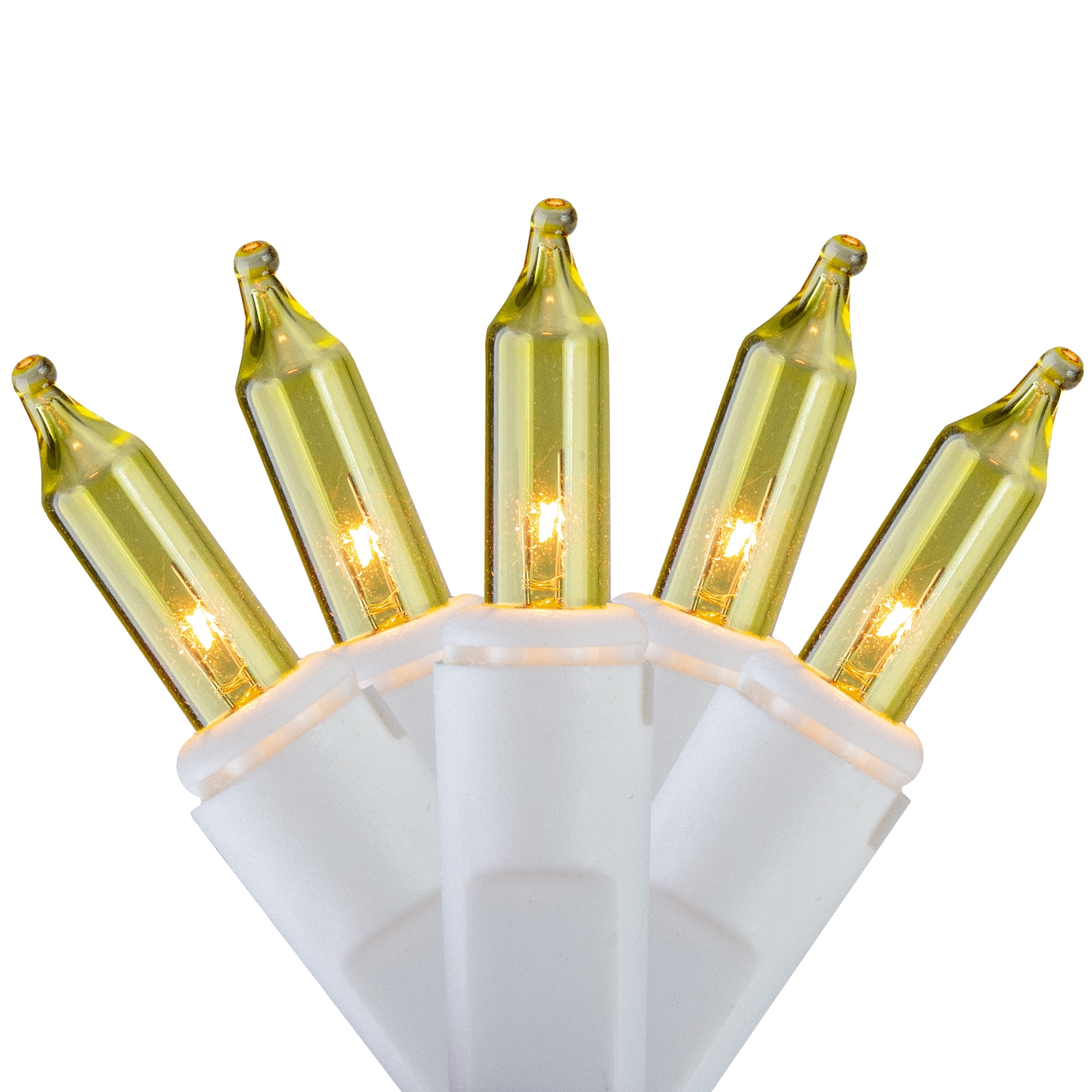 Set of 100 Yellow Mini Icicle Christmas Lights - 7.8ft White Wire - 7.8'