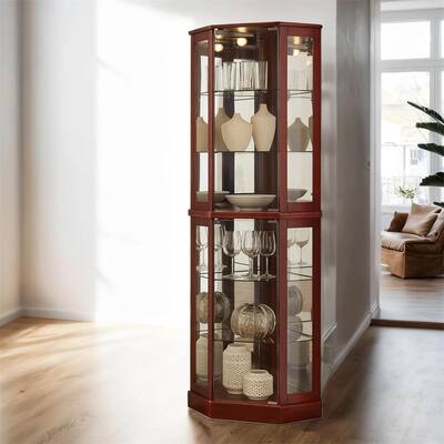 6 Shelf Lighted Display Cabinet with Adjustable Shelves (No E26 Bulb)