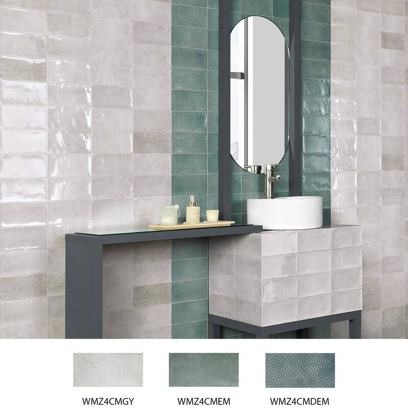 Merola Tile Camden Grey 4" x 8" Ceramic Wall Tile