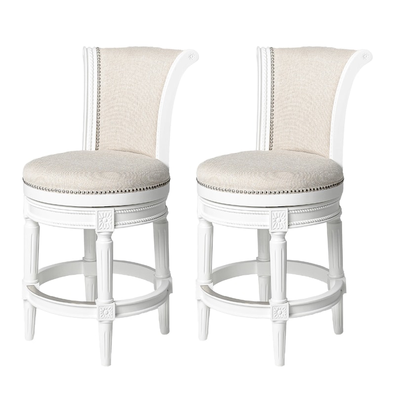 Maven Lane 26" Pullman Swivel Counter Height Kitchen Stool - Set of 2 - Alabaster White.
