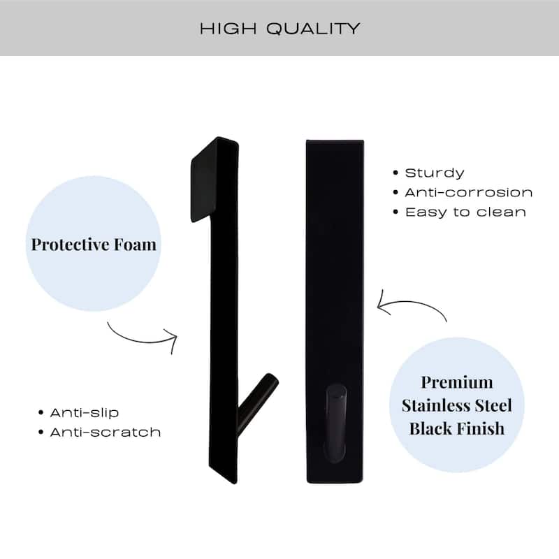 Shower Door Hooks Easy to Install for Frameless Glass Shower Doors - 7"L x 1.3"W x 0.10"D