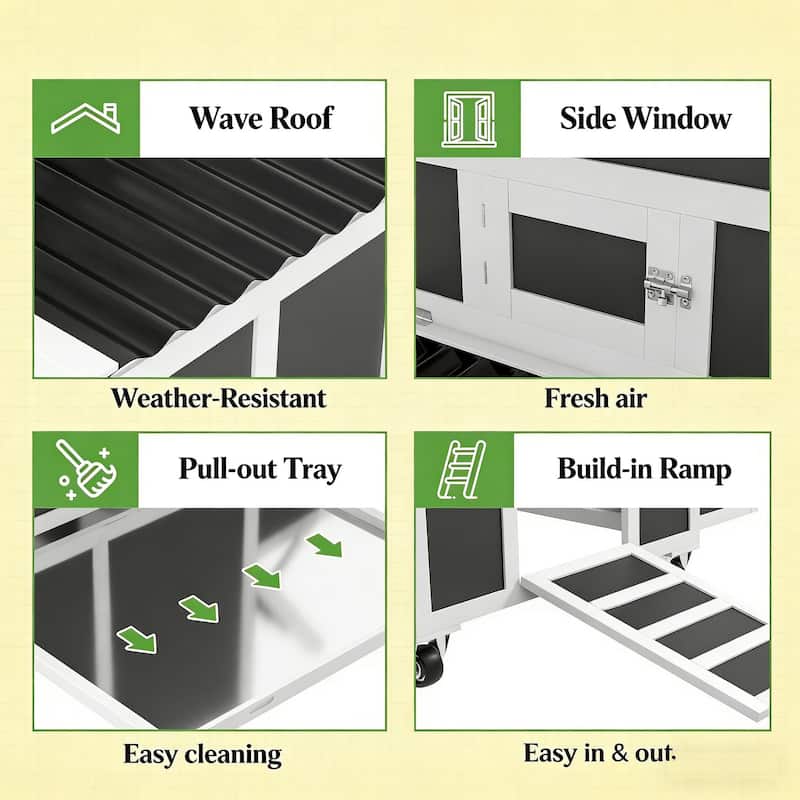 Pet House,Wooden Chicken Coop is designed for convenient cleaning