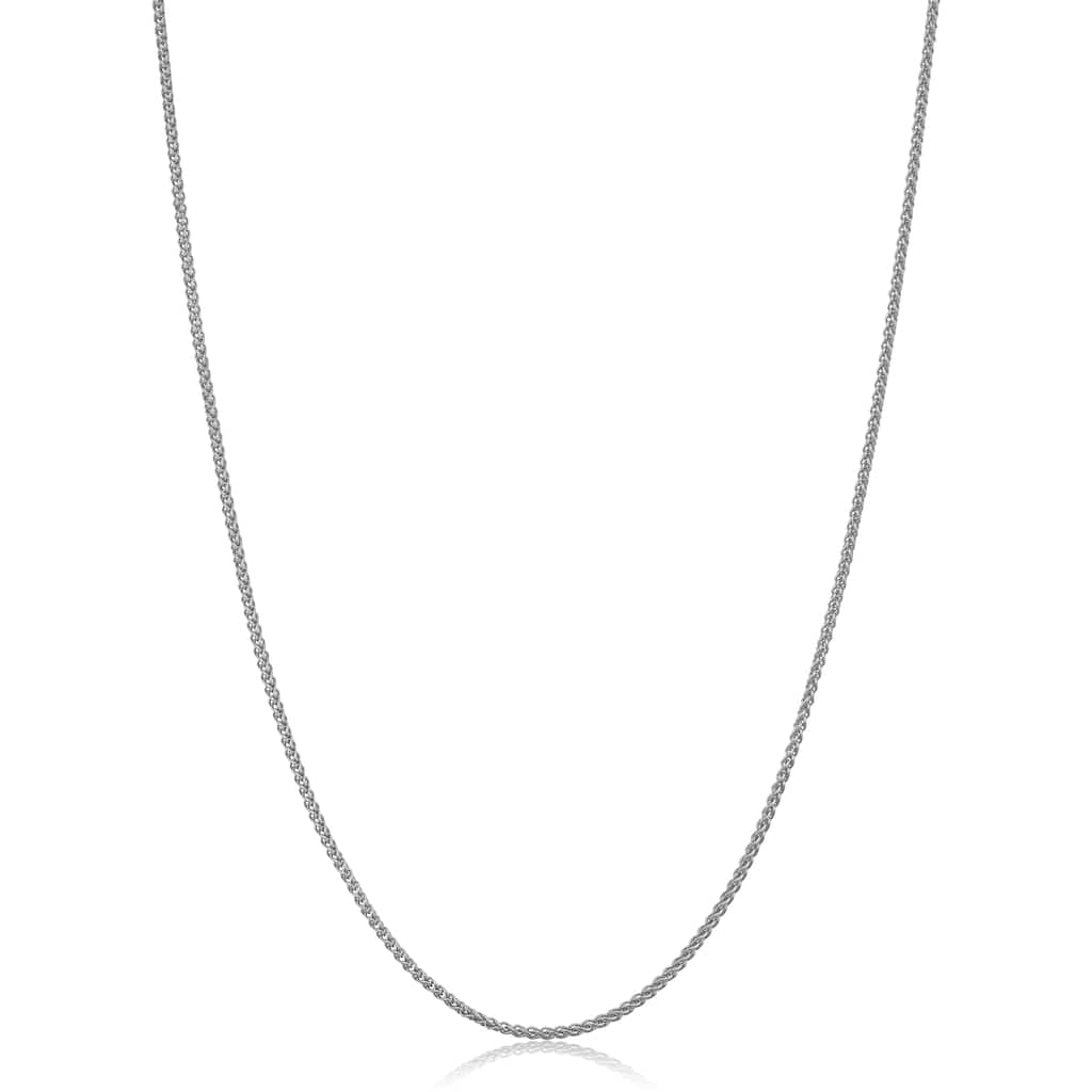 14k White Gold Filled 1.2 mm Round Wheat Chain Necklace for Women (14 - 30 inches)
