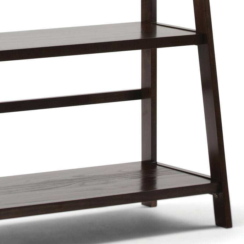 Simpli Home Acadian 36 inch Solid Wood 5 Shelf Ladder Bookcase in Brunette Brown (Set of 2) - 36"W x 16"D x 72"H