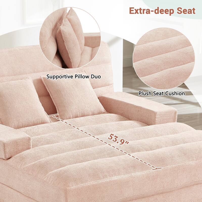 Smart Adjustable Chenille Chaise Lounge Sofa with RGB LED Lights by Harper&Bright Designs