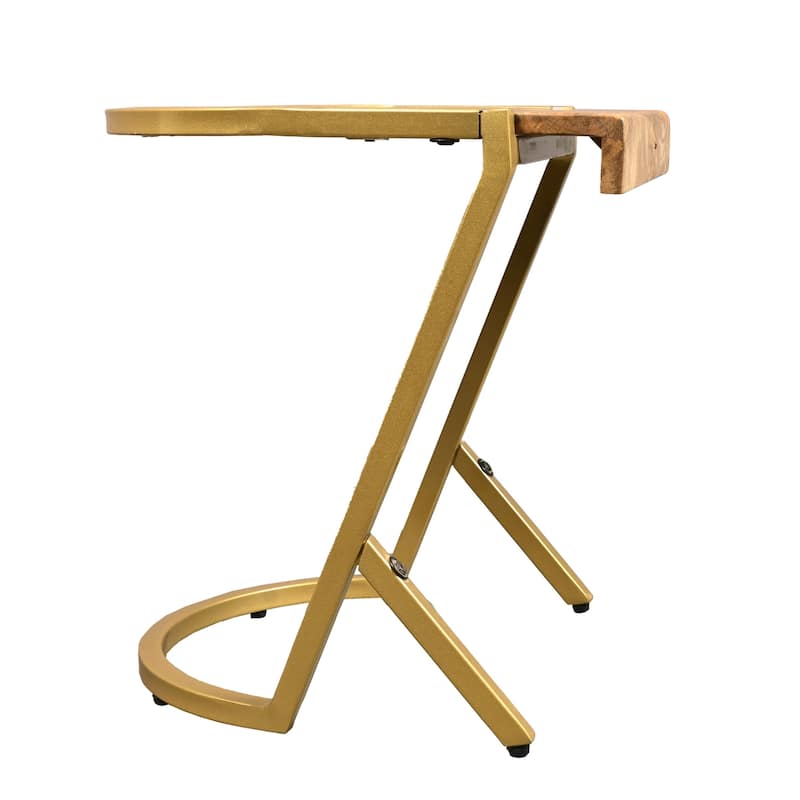 15 in. Gold Rectangle Wood End Table with Angled Legs