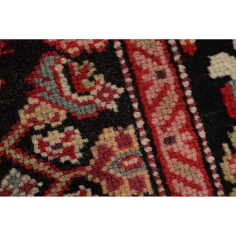 Hand Knotted Oriental 100% Wool Carpet Traditional Geometric Black Karabagh Runner Rug - 19' 1'' X 3' 7''