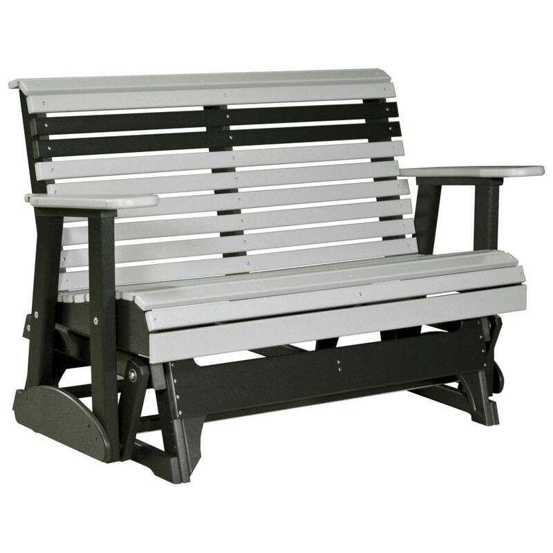 Poly Lumber Plain Rollback Patio Glider - 4' - Dove Gray & Black
