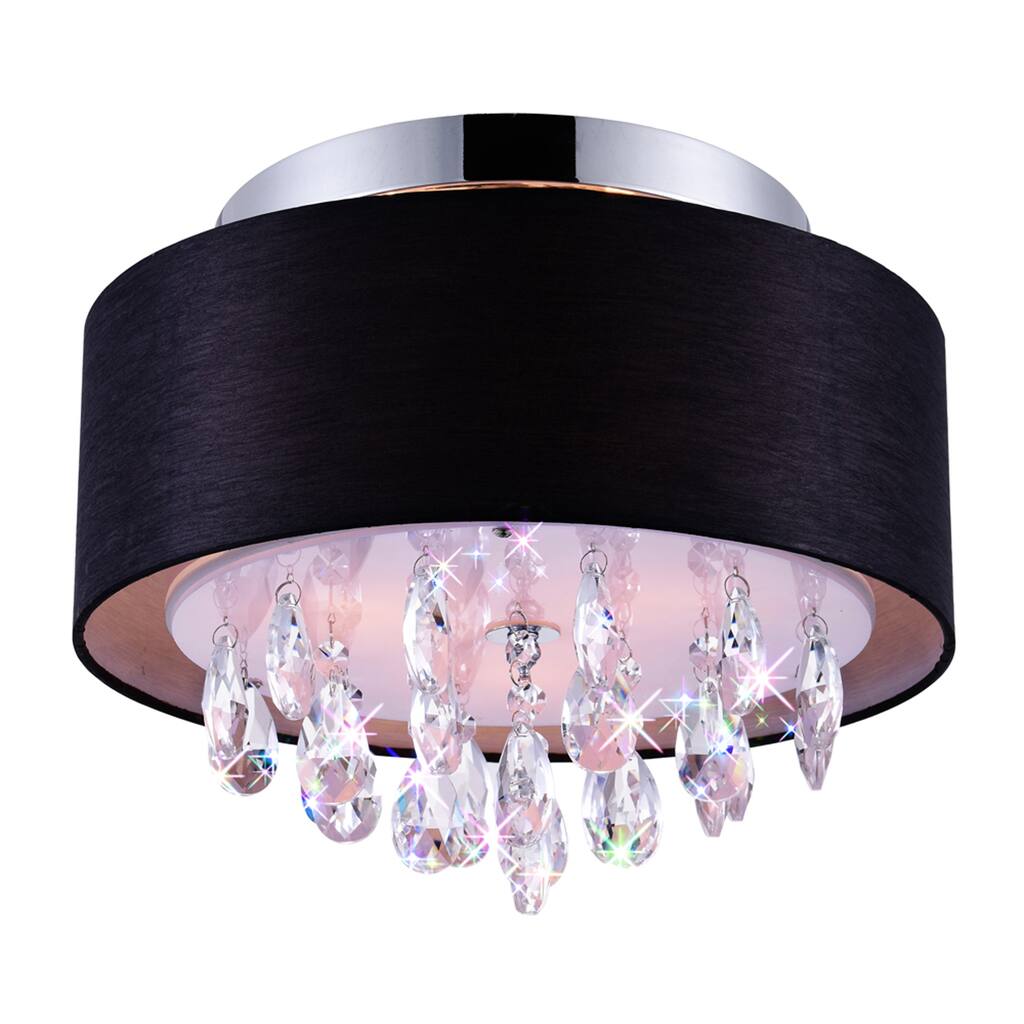 Dash 3 Light 14in Chrome Flush Mount with Black Shade