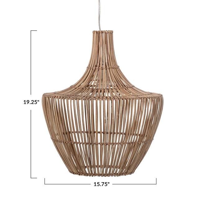 Round Wicker Pendant Light - Natural