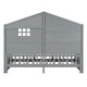 preview thumbnail 11 of 13, Twin Size House Bed with Shelves, Gray Wood Platform Bed with Window & Sparkling Light Strip on The Roof, No Box Spring Needed